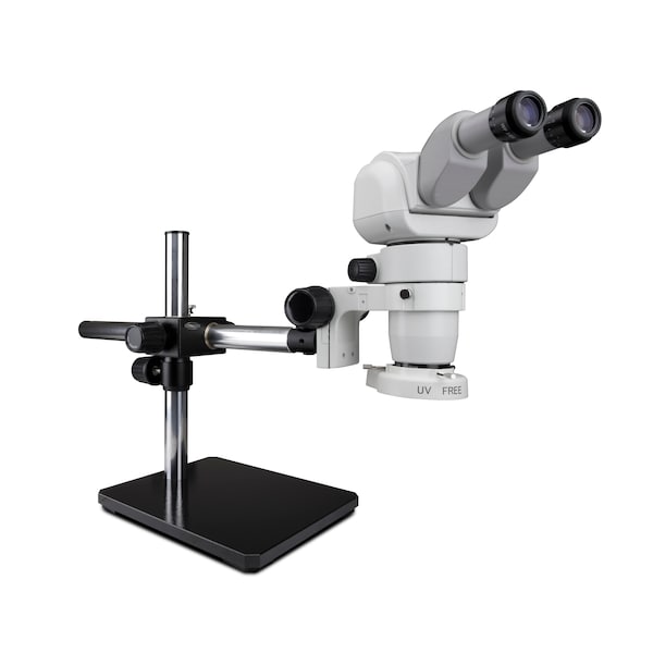 Ergo Stereo Zoom Microscope With LED Ring Light On Single Arm Stand